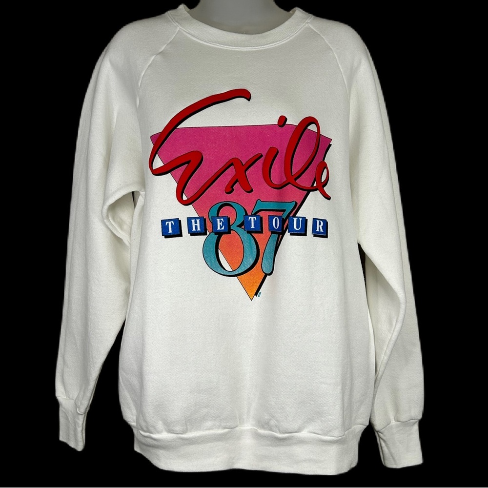 Vintage 80s Exile Country Rock Band Sweatshirt Adult L Retro Festival Nostalgic